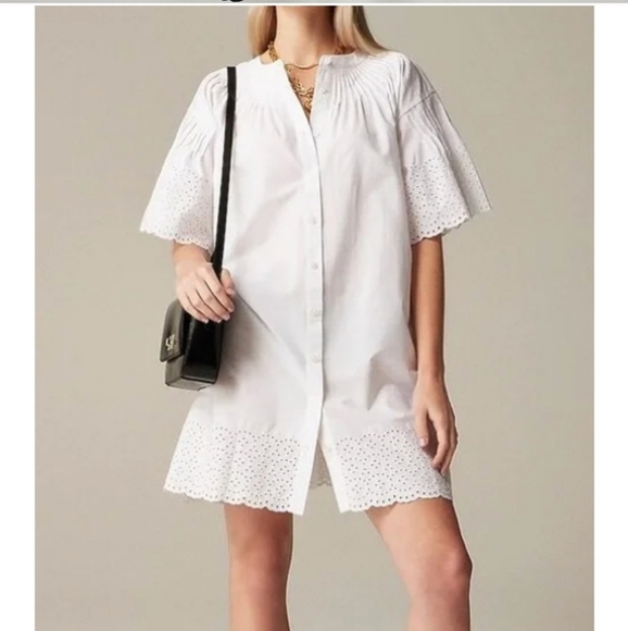 J. Crew Black Jolie Eyelet Cotton Poplin Relaxed Boho Button Front Dress Size XS - Picture 10 of 11